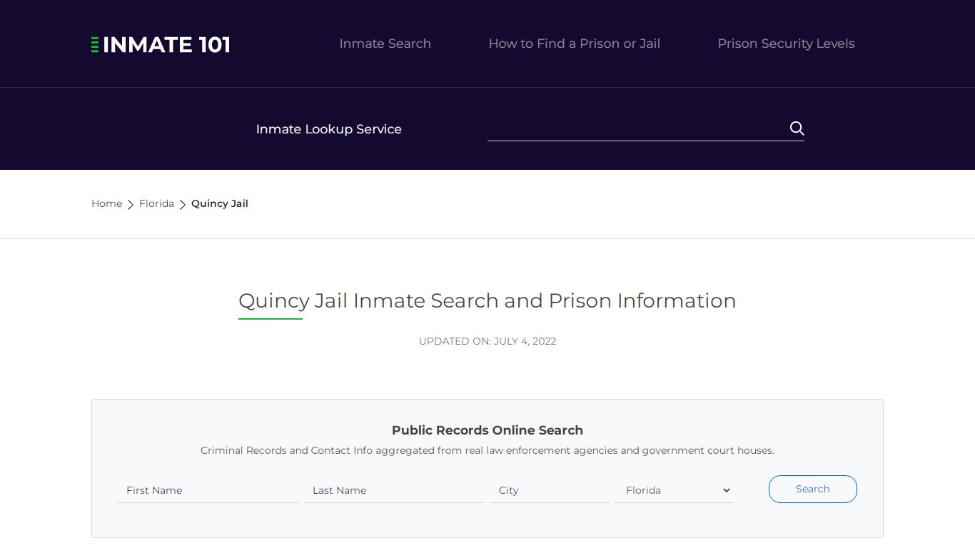 Quincy Jail Inmate Search, Visitation, Phone no. & Mailing ...