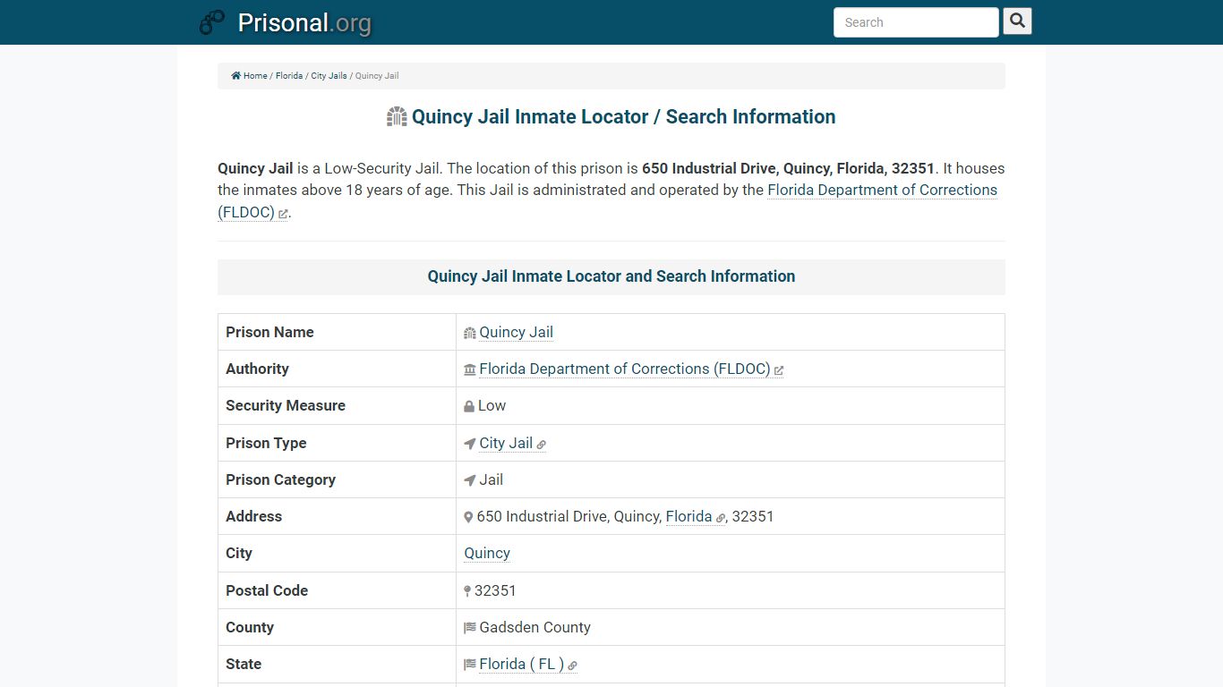 Quincy Jail-Inmate Locator/Search Info, Phone, Fax, Email ...