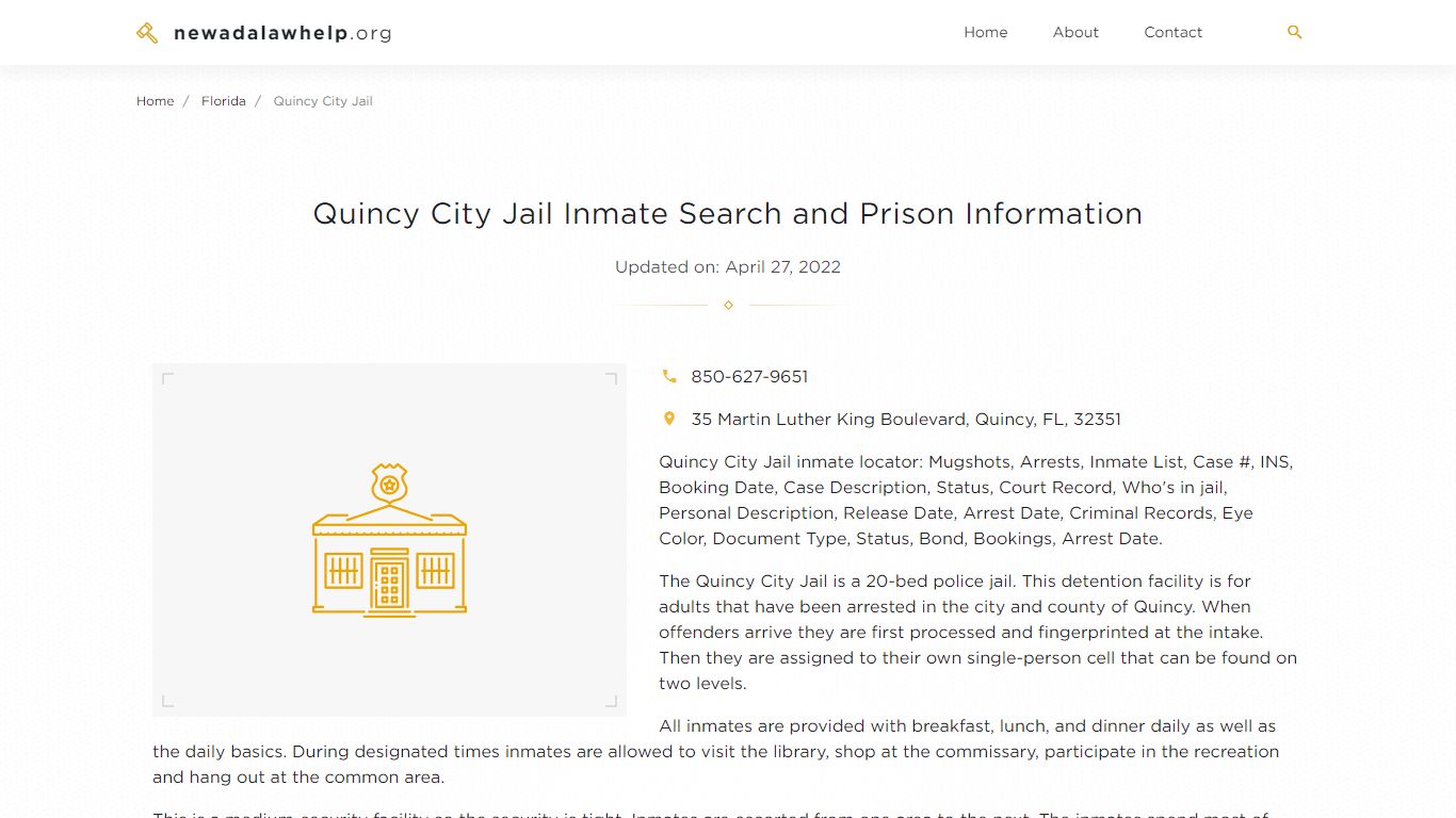 Quincy City Jail Inmate Search, Visitation, Phone no ...